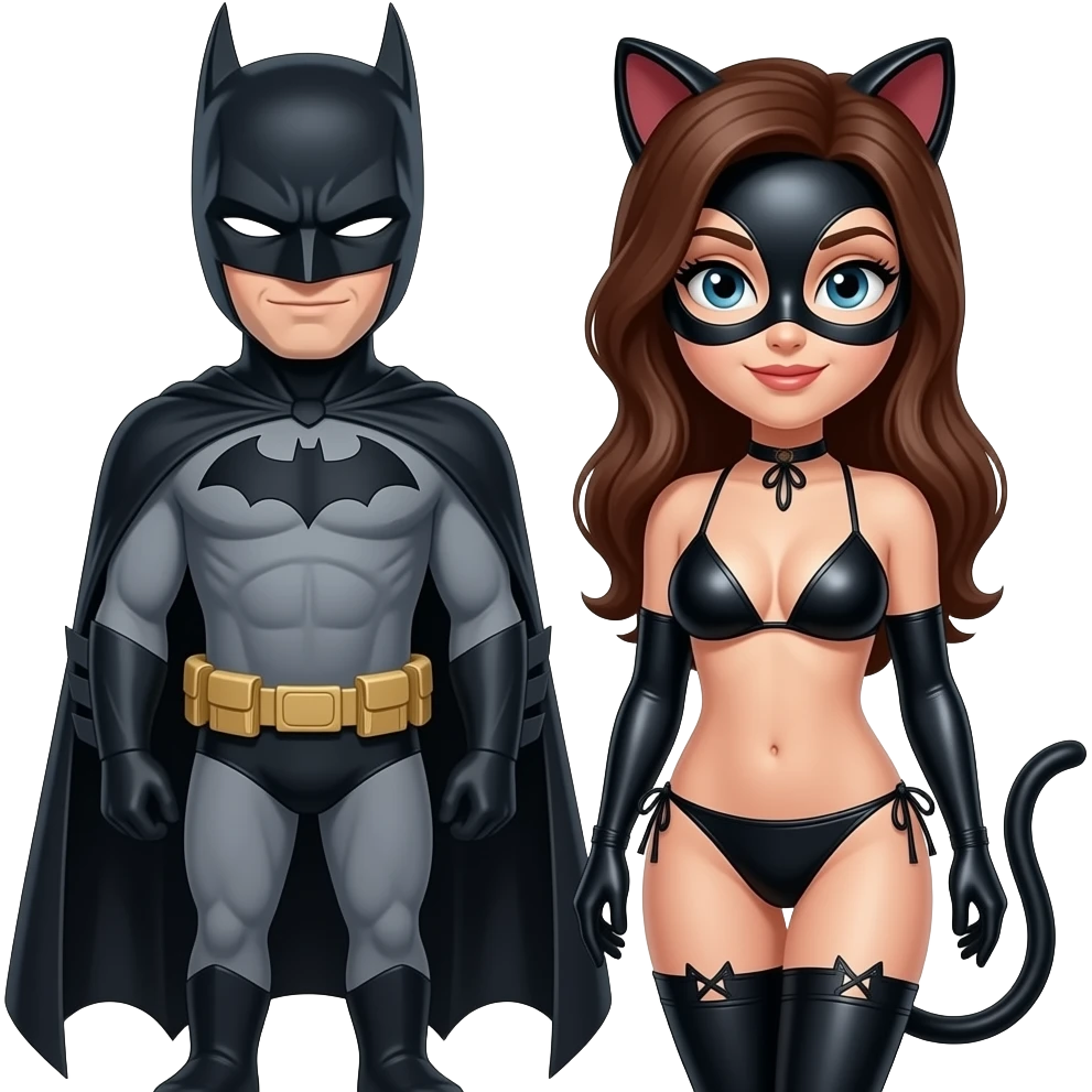 BATMAN AND CAT WOMEN IN BIKINI emoji