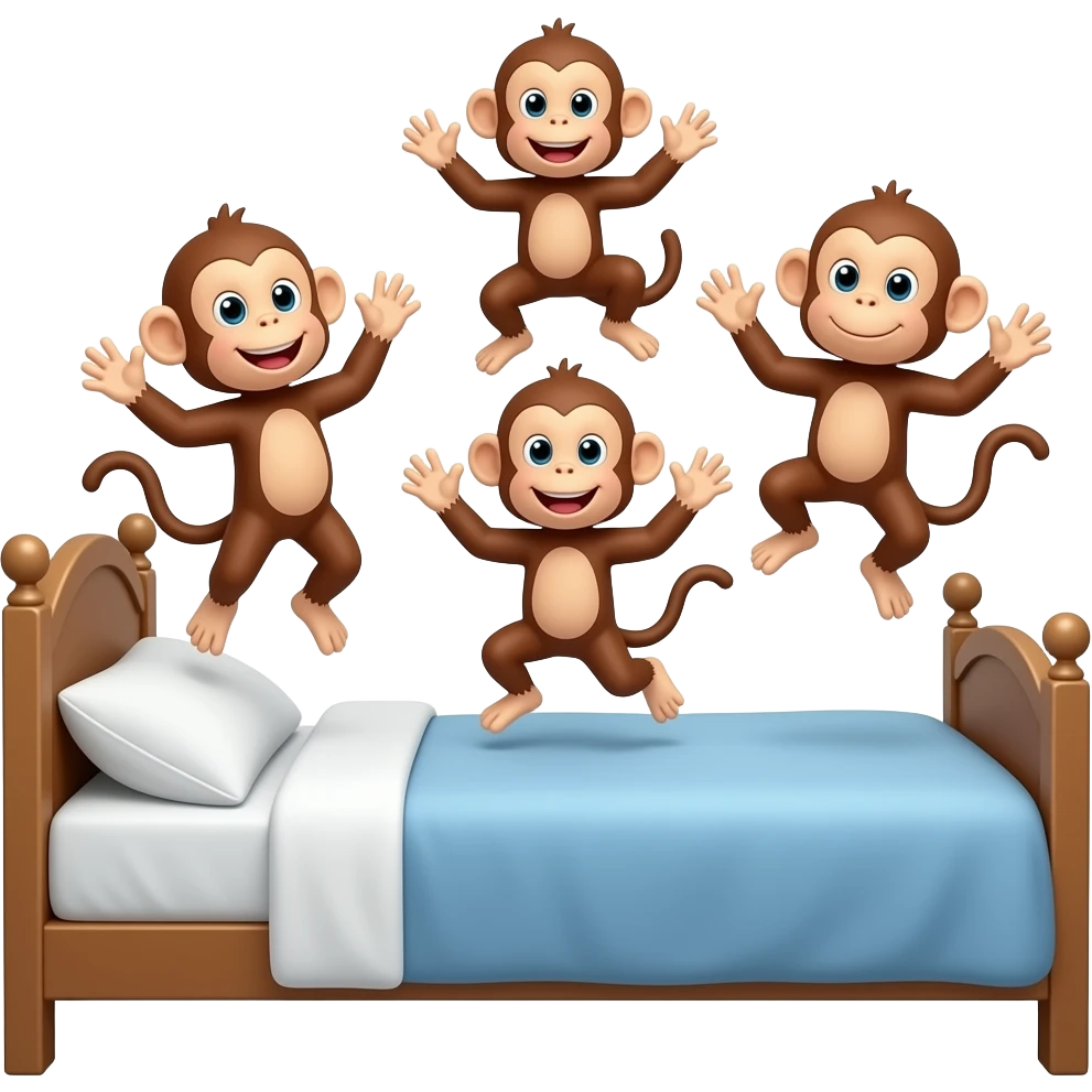 Nursery Rhyme five little monkey jumping on the bed Talking Tom style emoji
