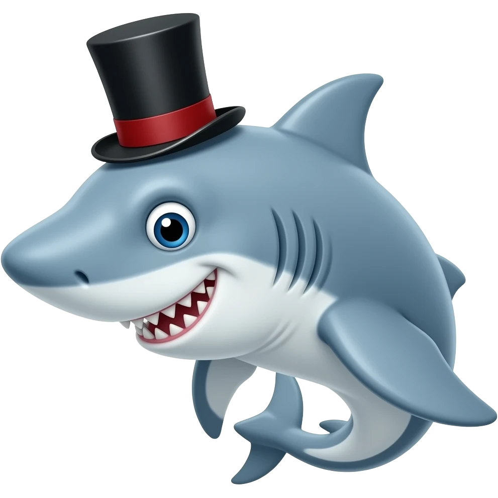 Shark with a top hat emoji