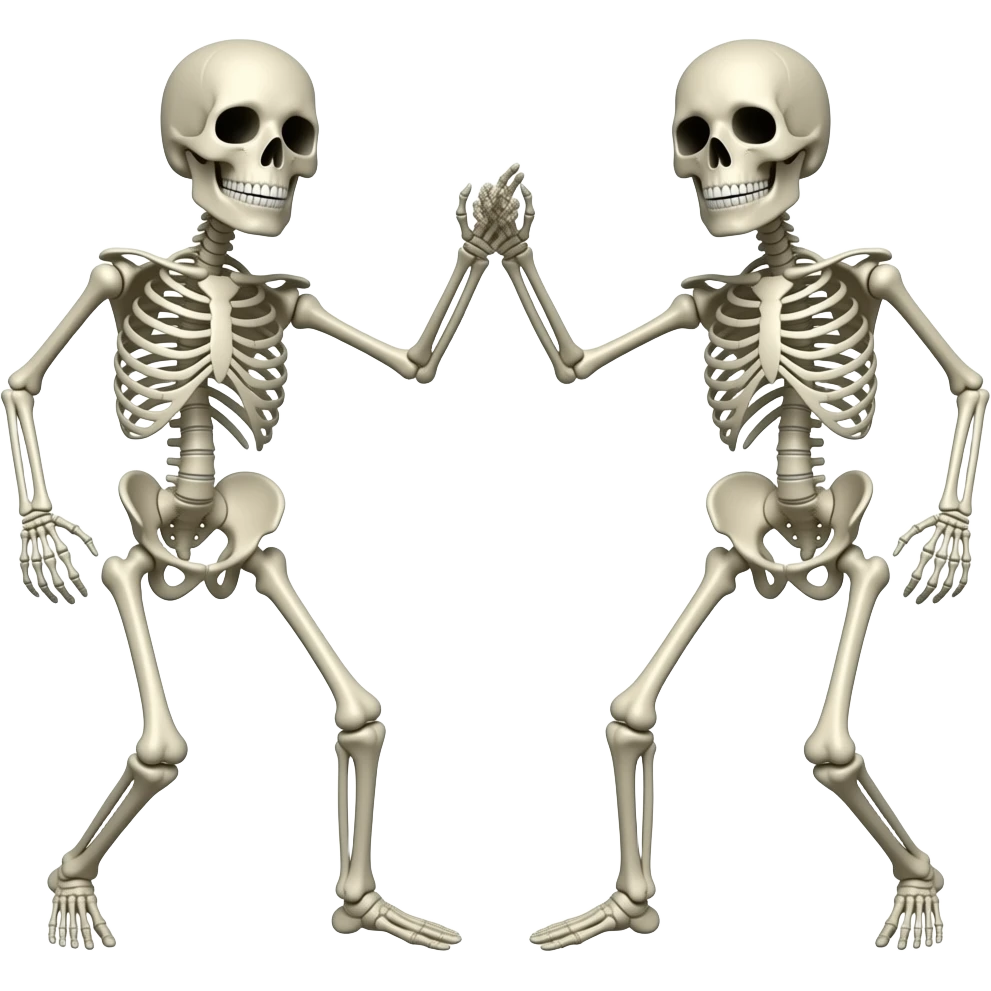 two skeletons dancing emoji