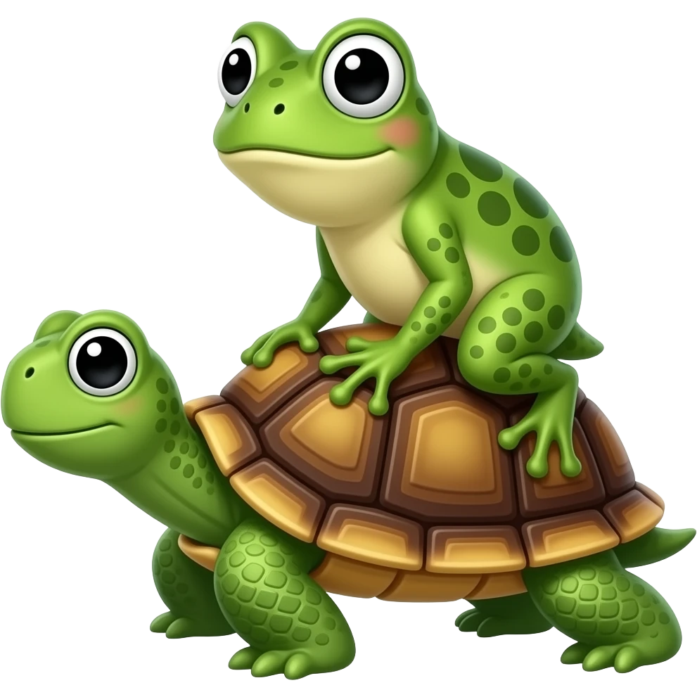 Frog riding a turtle emoji