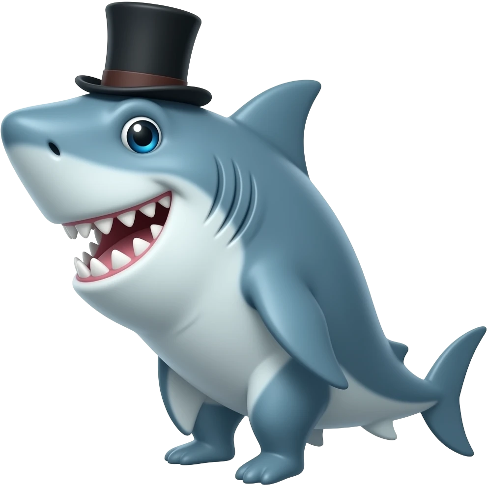 Shark with a top hat emoji