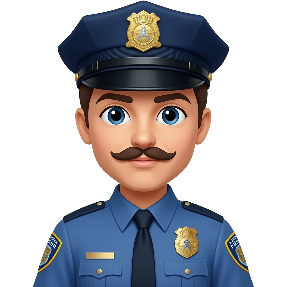 female Police With mustache wearing blue uniform emoji