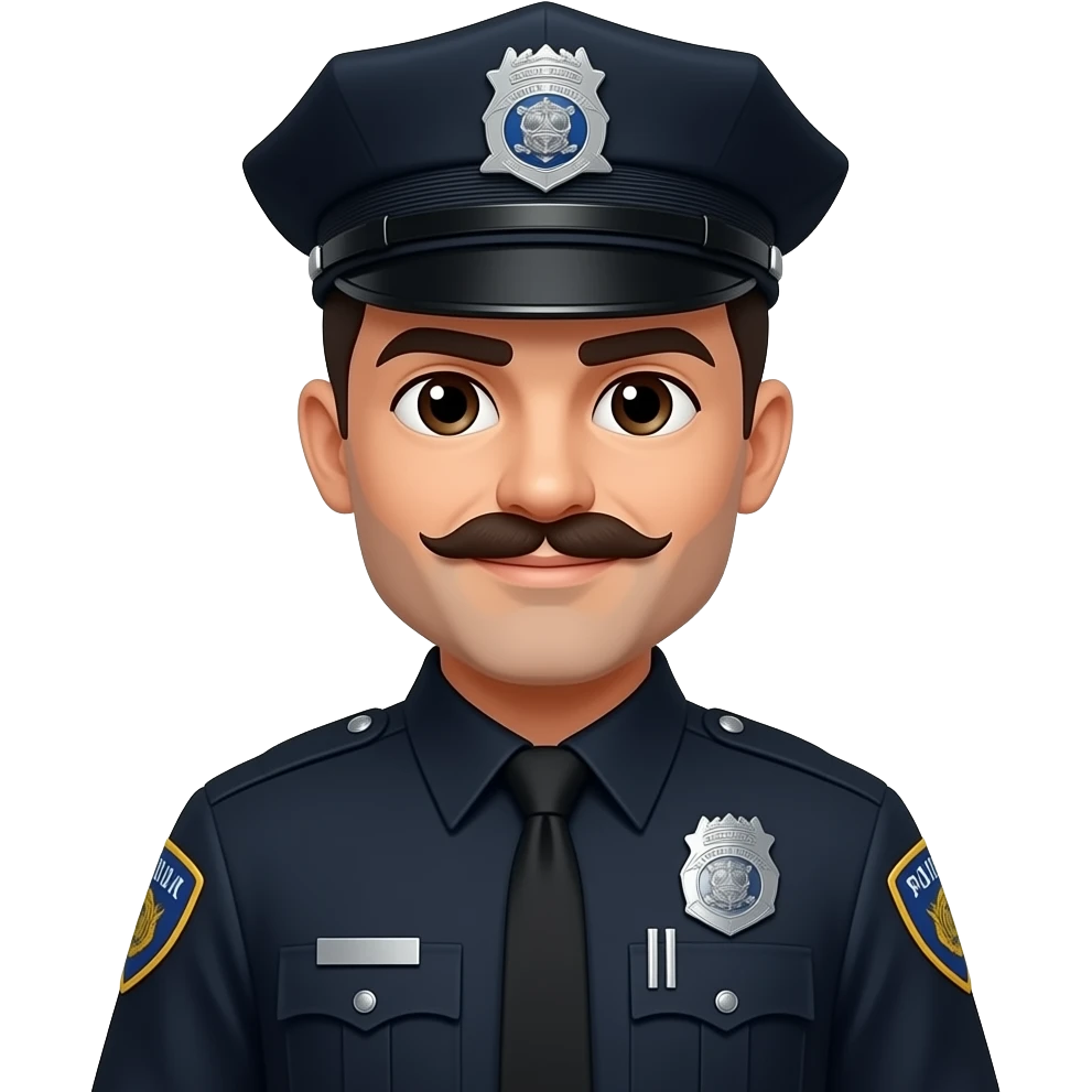 Police With Mustaches wearing black uniform emoji