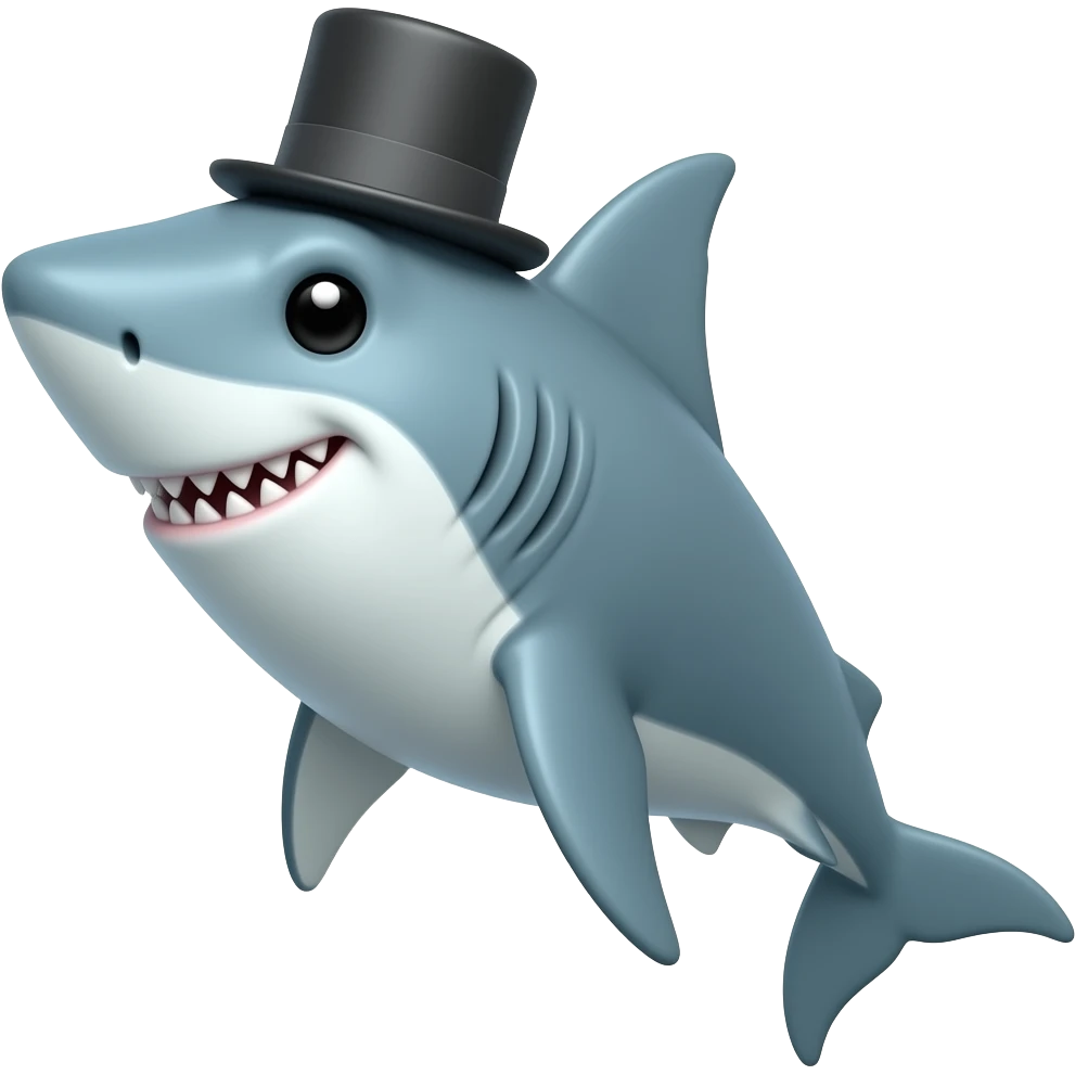 Shark with a top hat emoji