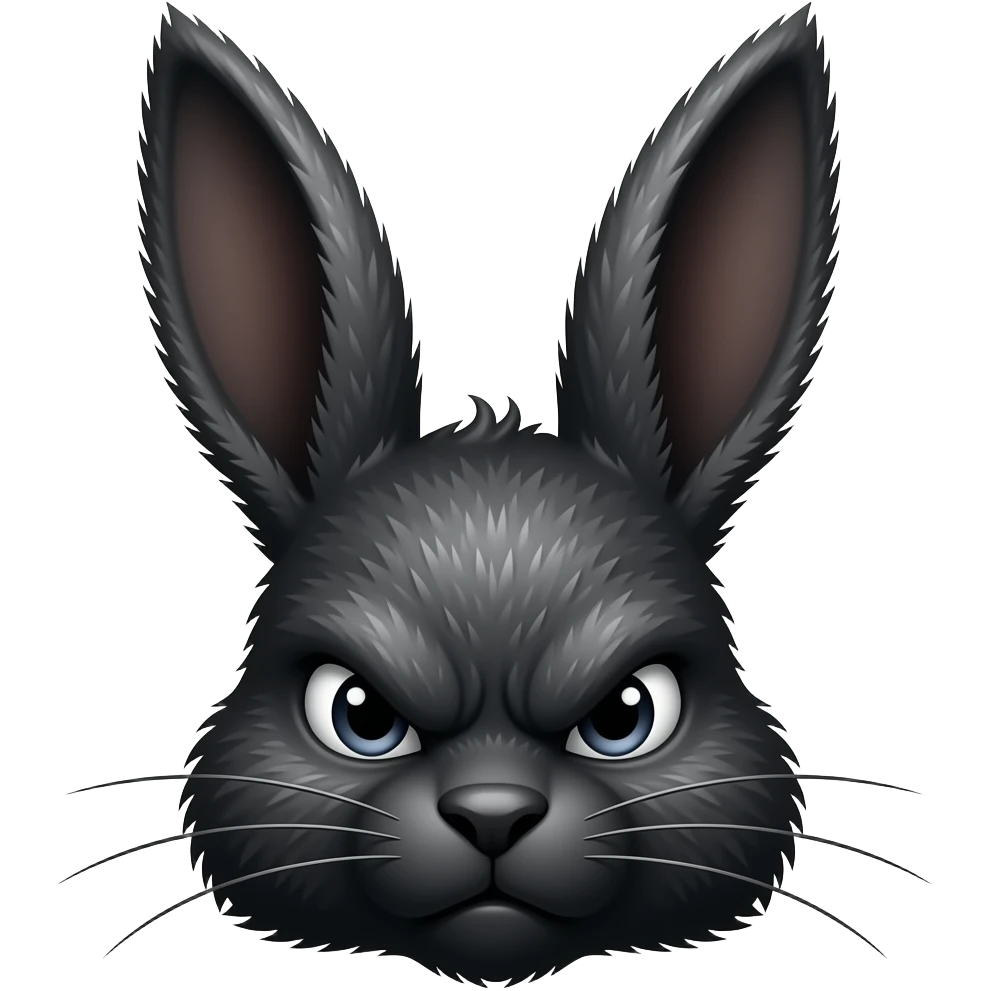 Black bunny only head with angry face emoji