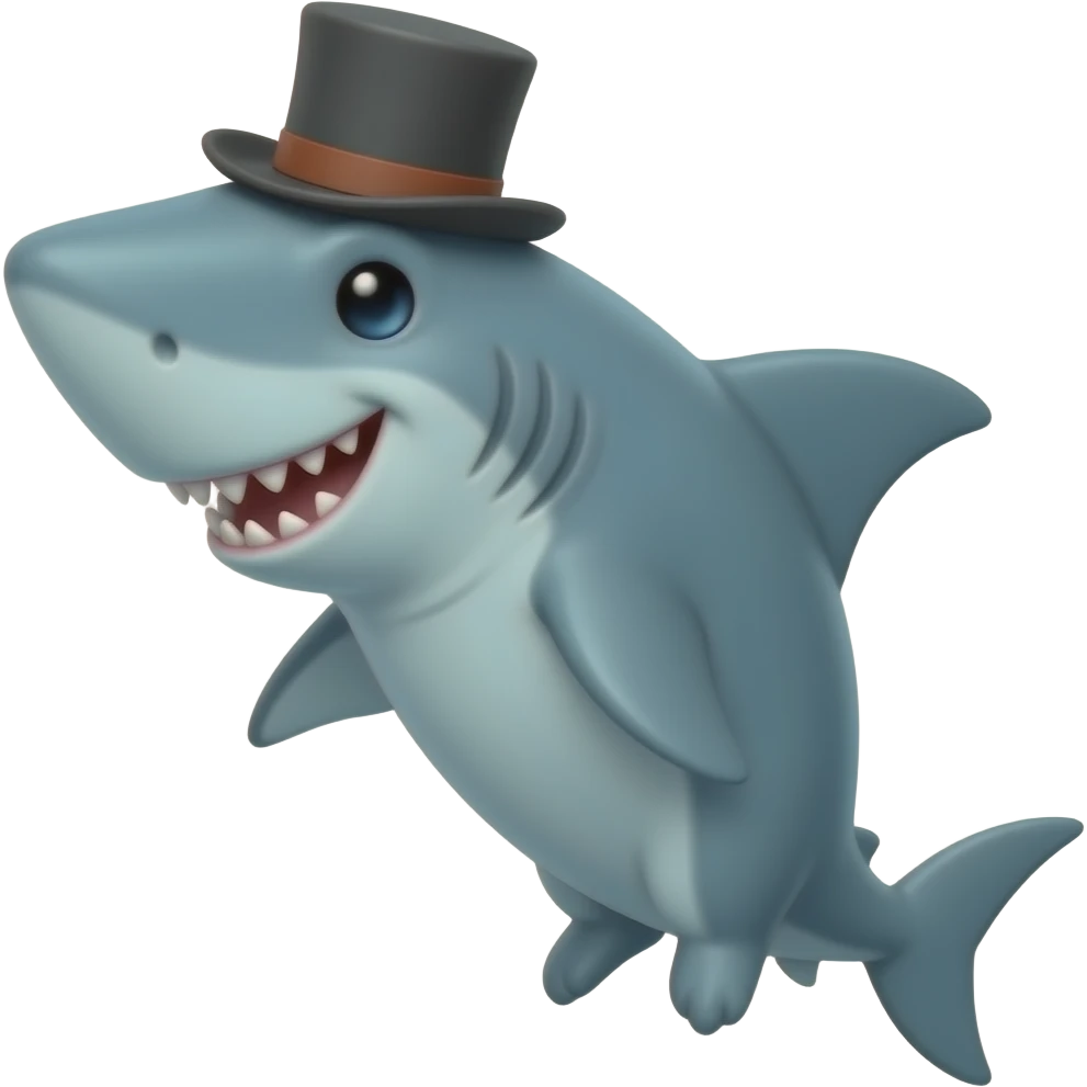Shark with a top hat emoji