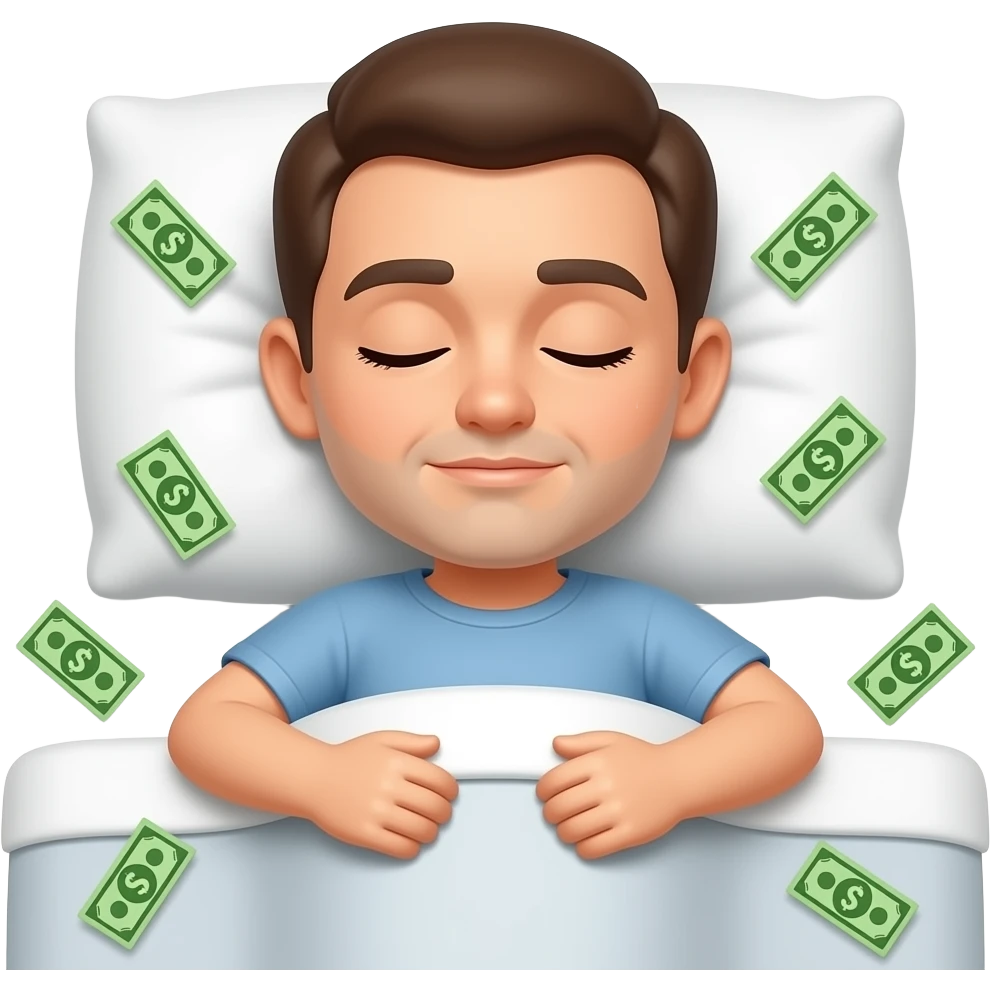 money while sleeping in bed emoji
