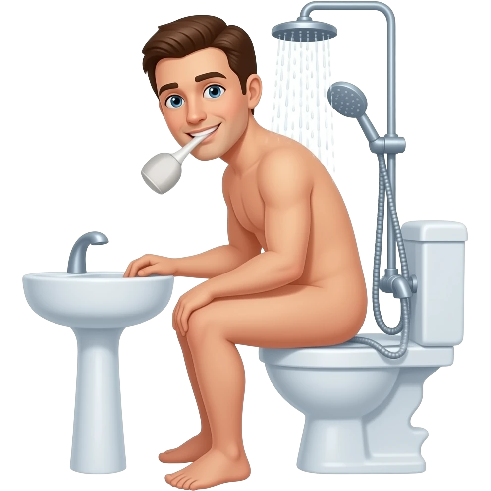 2 Brown  Mans naked making sex Sitting on his ass in his mouth. bathroom wash butt in to shower full body emoji