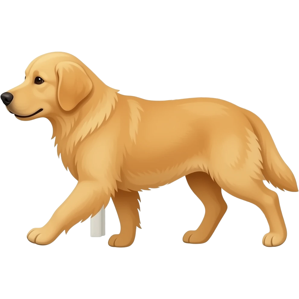 The Golden dog walks into the home. emoji