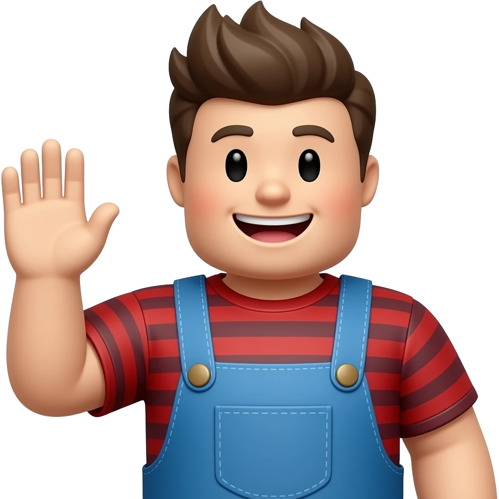 Quiero un personaje de roblox sonriendo y la mano arriba emoji