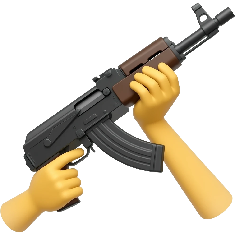 2 yellow hand holding a machine  gun emoji
