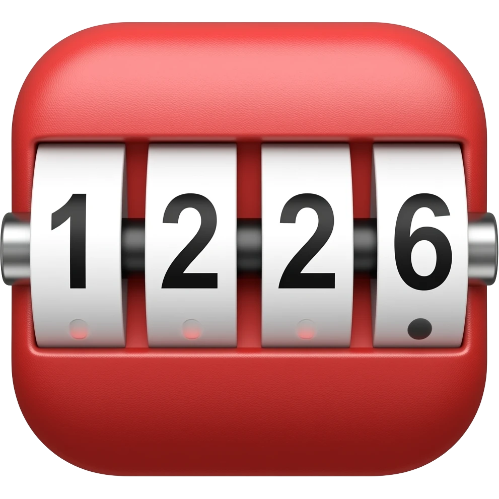 mechanical counter, four normal digits with white background and two ...