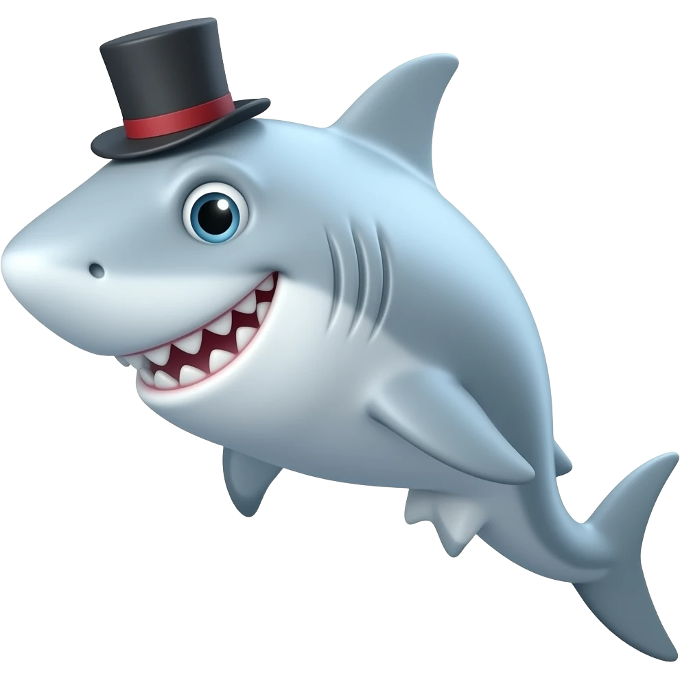 Shark with a top hat emoji