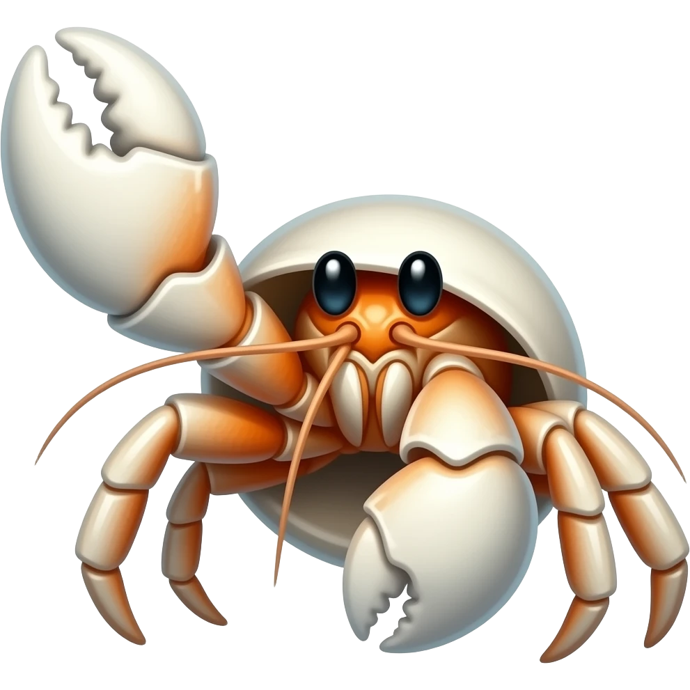 hermit crab white one arm up emoji