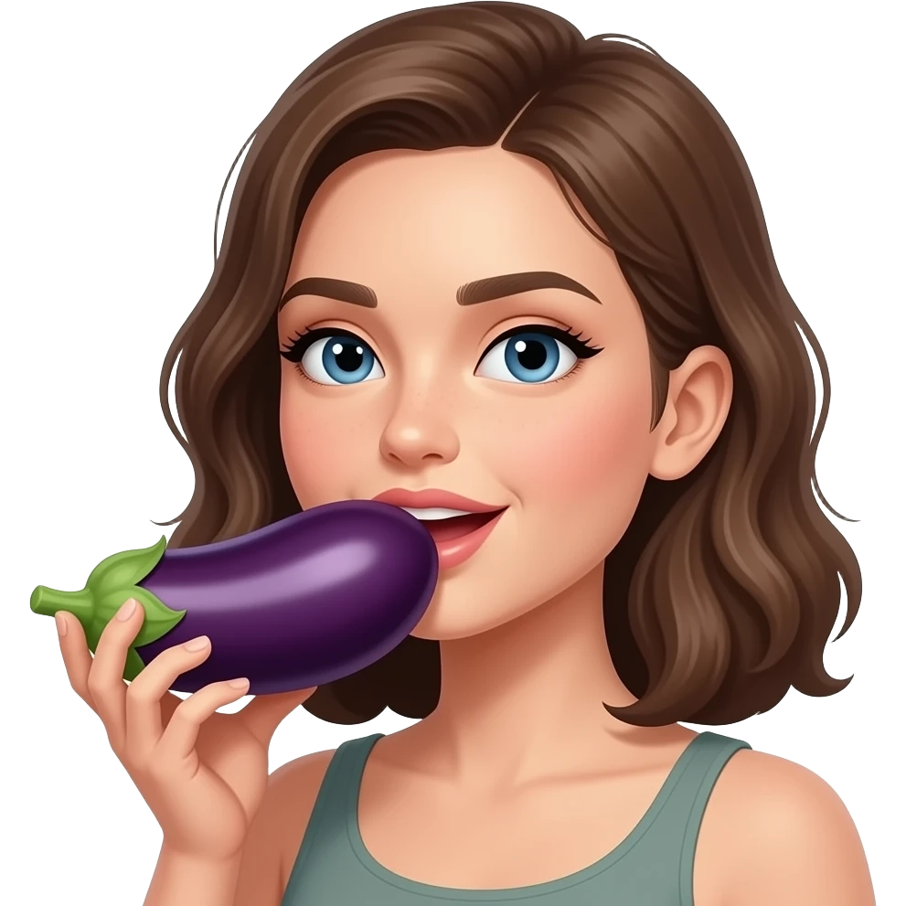 Female licking eggplant emoji