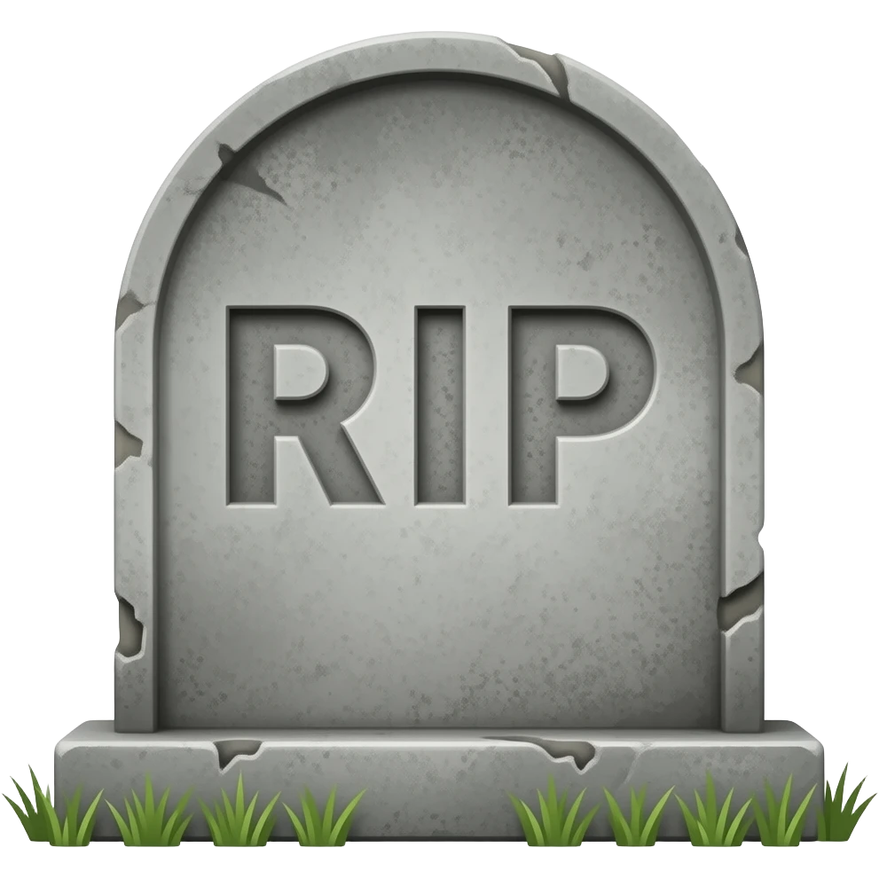 lapida realista con la palaprsa rip, desgastada emoji
