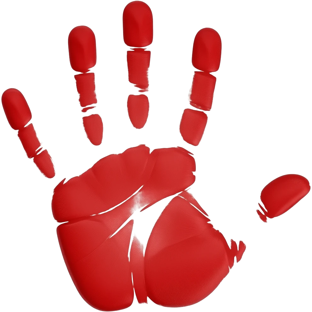 A red hand print emoji