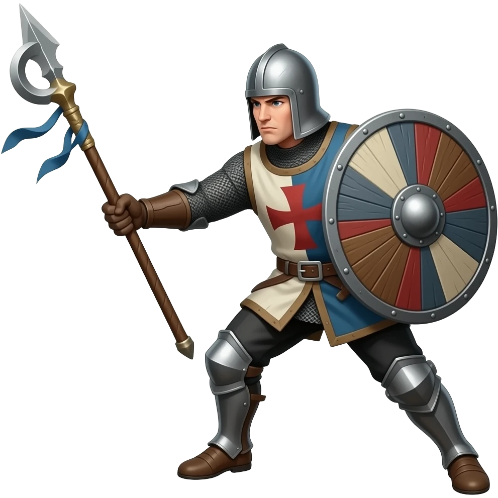 medieval staff fighter without shield in action fighting emoji