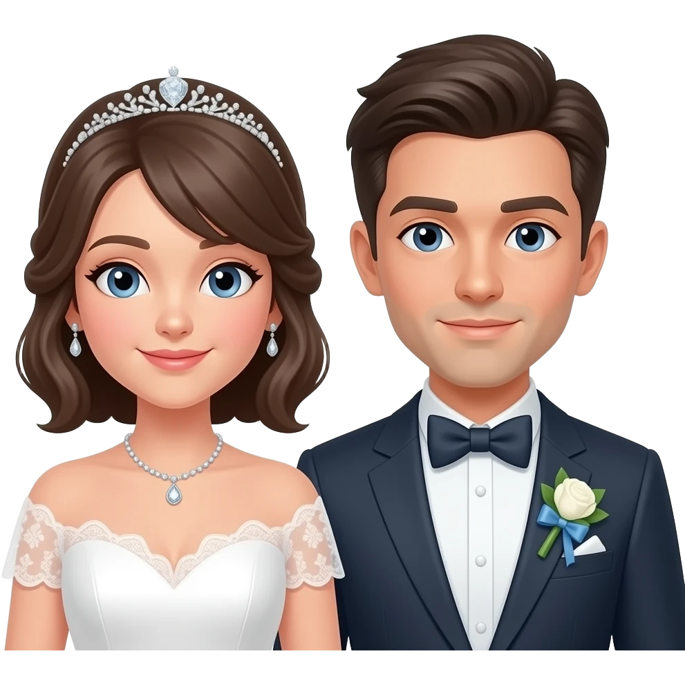 하늘색실크천의 리본이 달린 다이아몬드반지링 왼쪽에는 신부, 반지 오른쪽엔 신랑 emoji