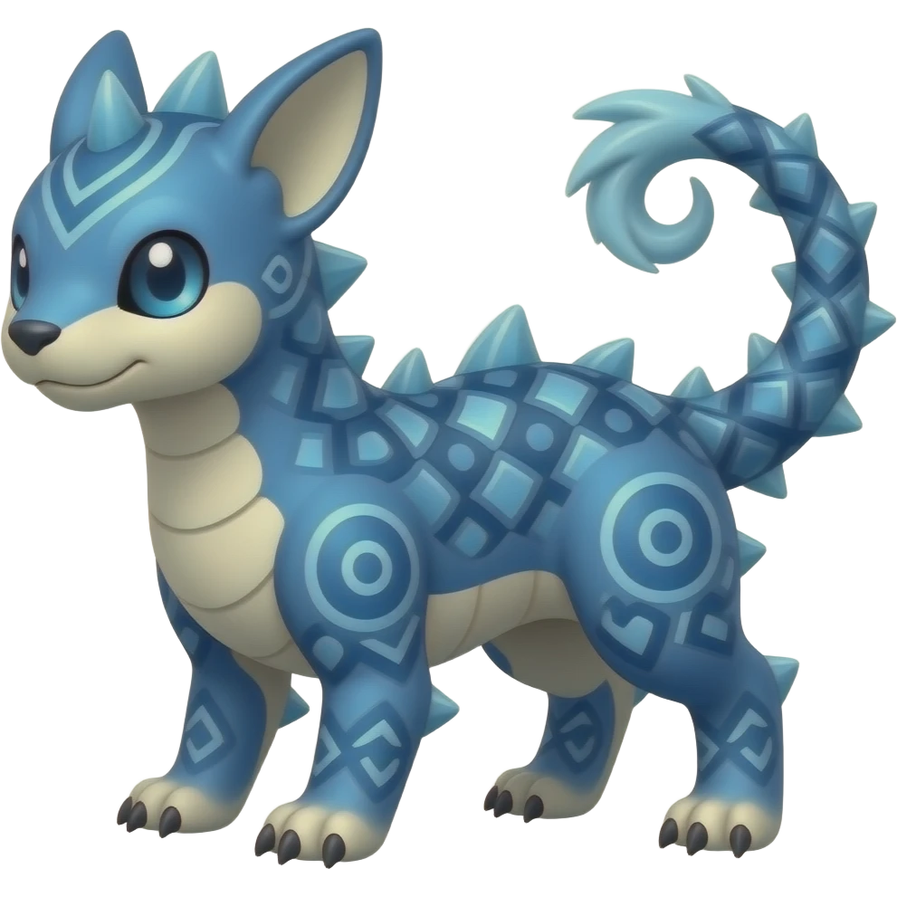 scaly shiny spiky patterned blue tribal-patterned digitigrade quadrupedal Vaporeon-Salandit-Glaceon-hybrid emoji