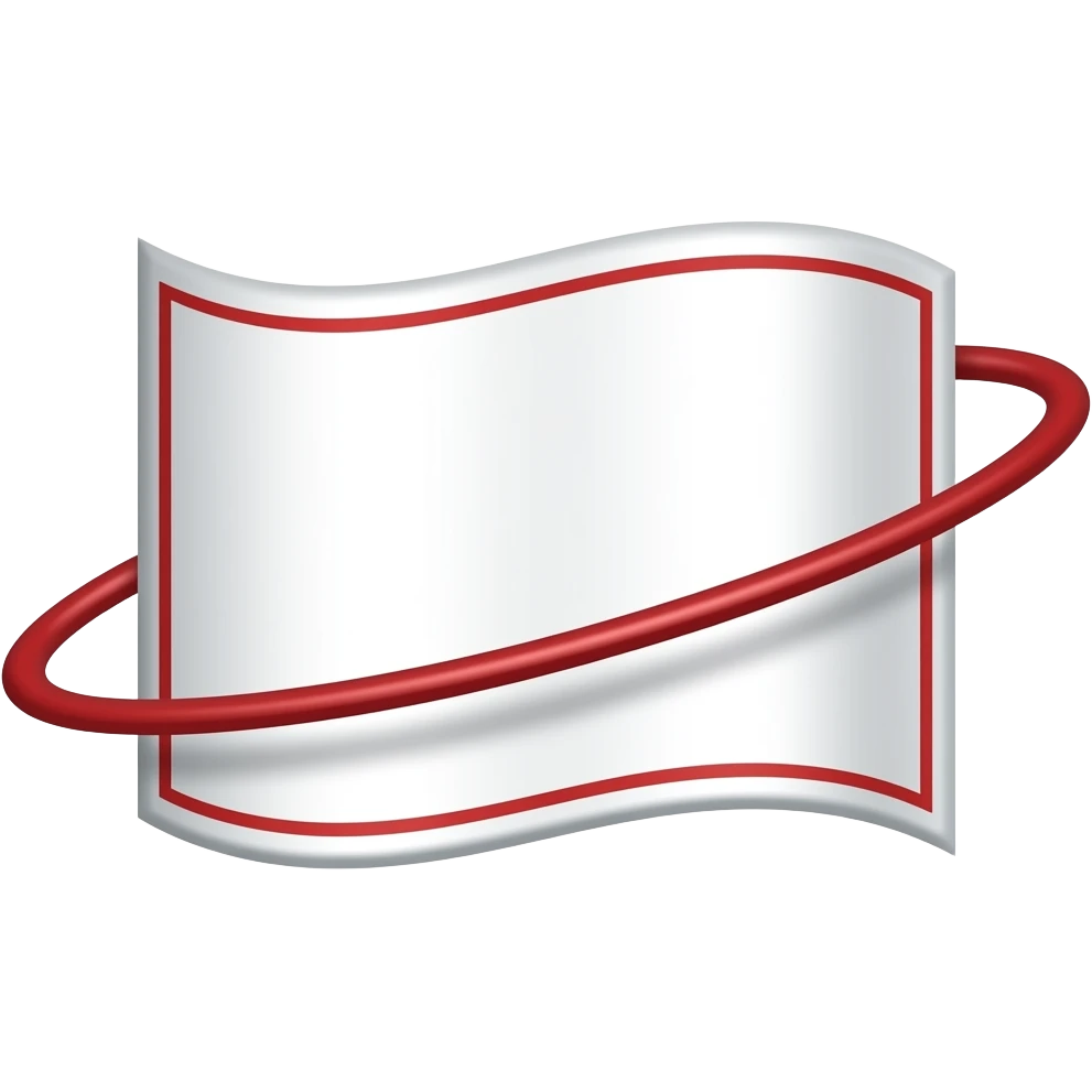White flag with red orbit line on it emoji | AI Emoji Generator