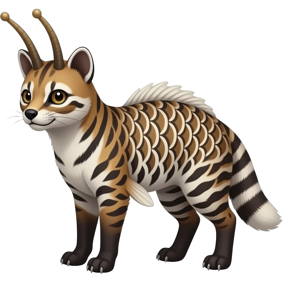 edgy Damask mutant koi-civet-genet-hybrid with antennas emoji