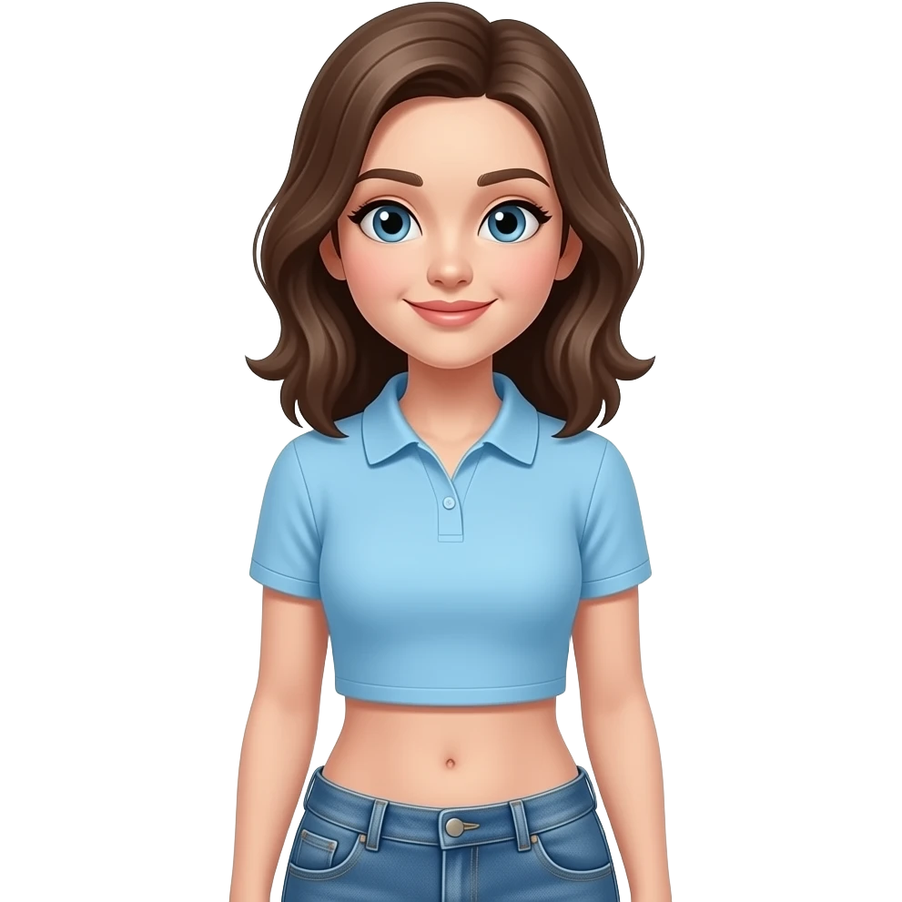 Belly button girl with light blue polo and jeans emoji
