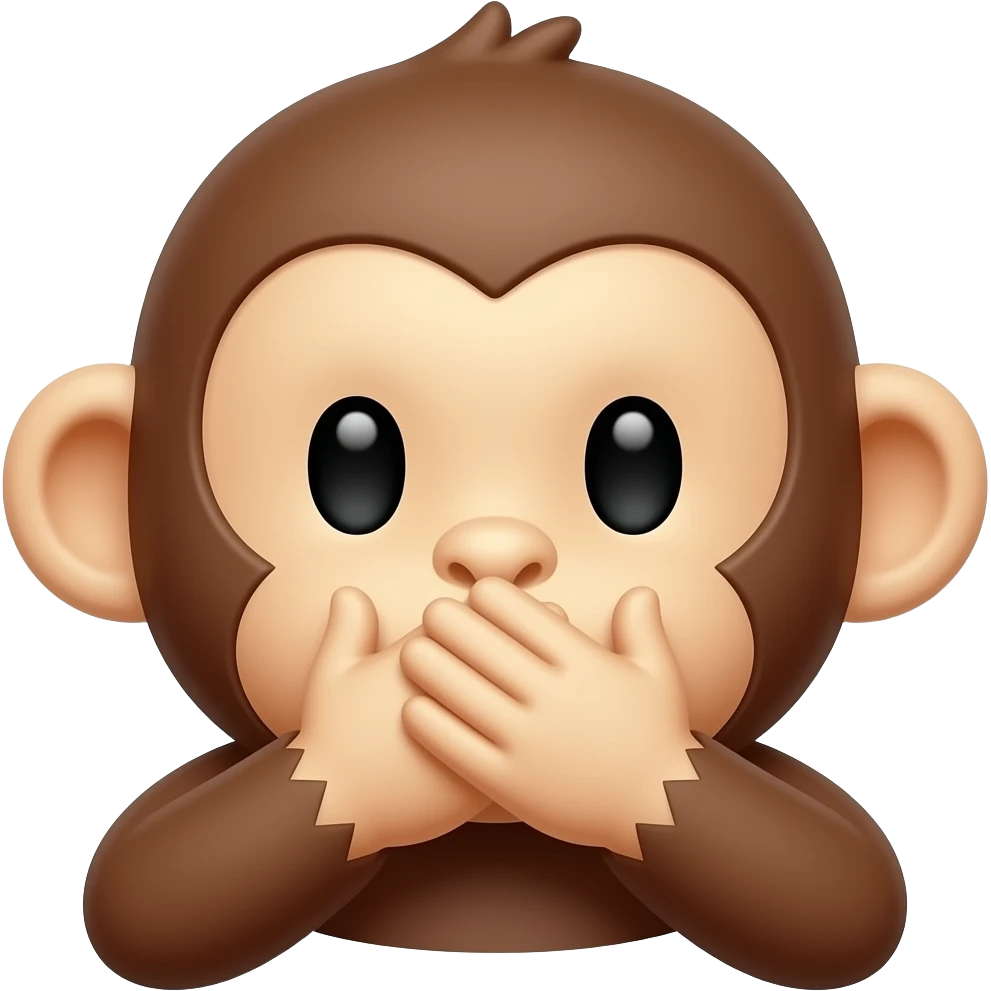 monkey face cover his mouth with his hands one hand covered with the other emoji