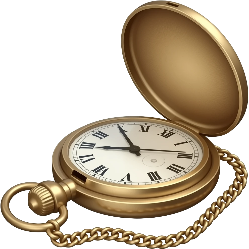 vintage pocket watch lid open elegent thin chain emoji