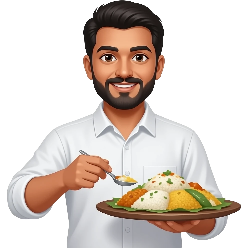 man serving briyani emoji