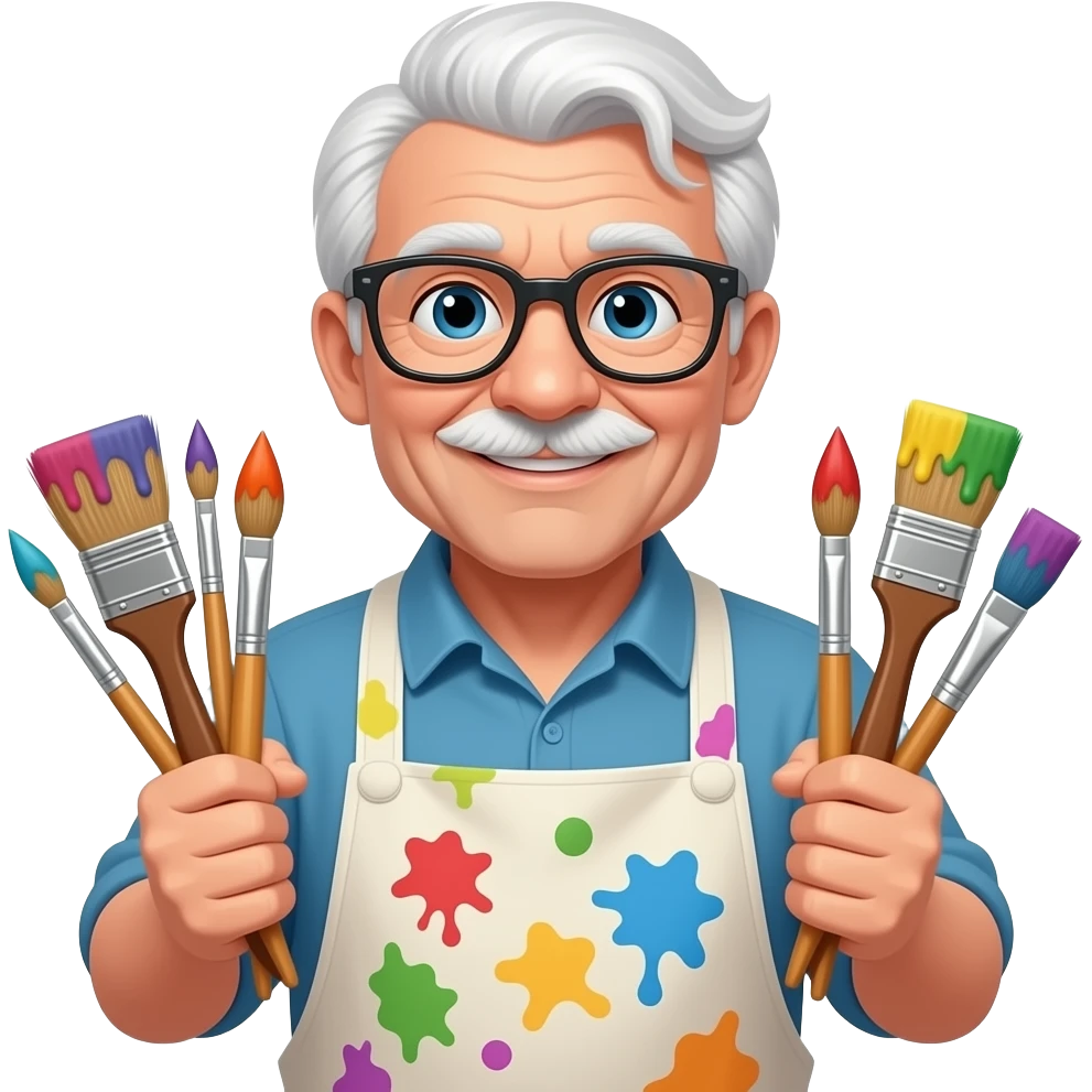 creative grandpa with paintbrushes emoji