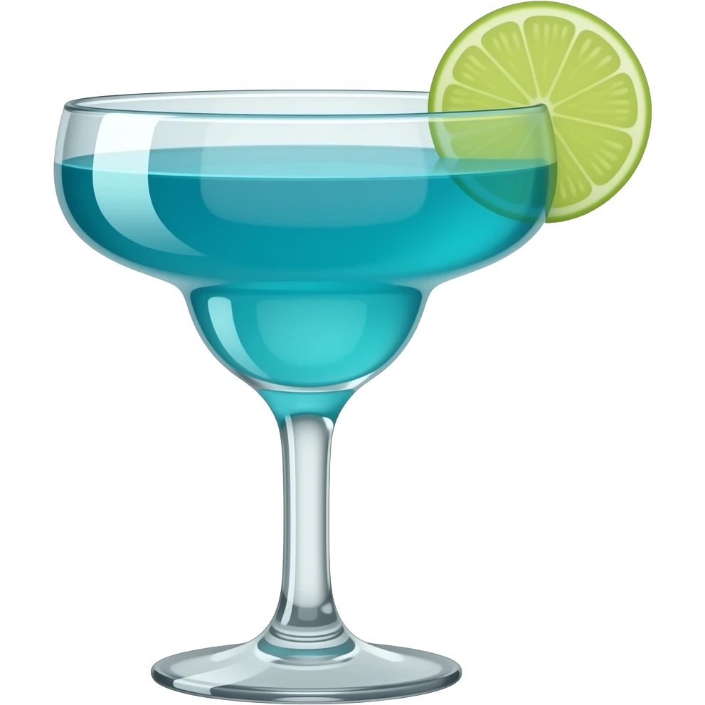 turquoise colored cocktail in wine glass emoji