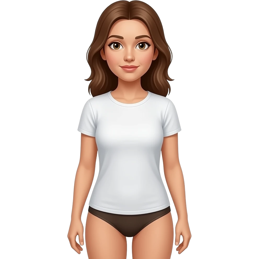 Naked woman standing expect for t shirt emoji