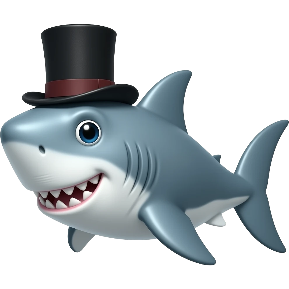 Shark with a top hat emoji