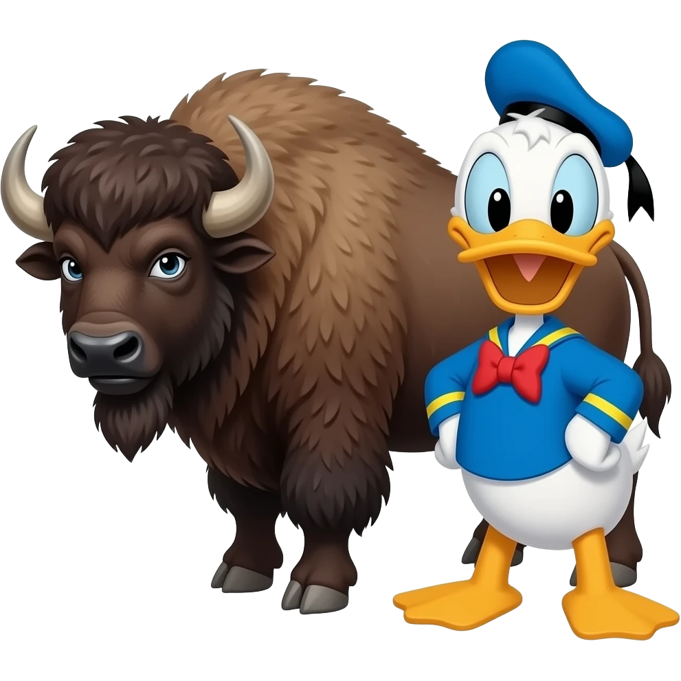 Heros and bison vs smilodon and Donald duck emoji