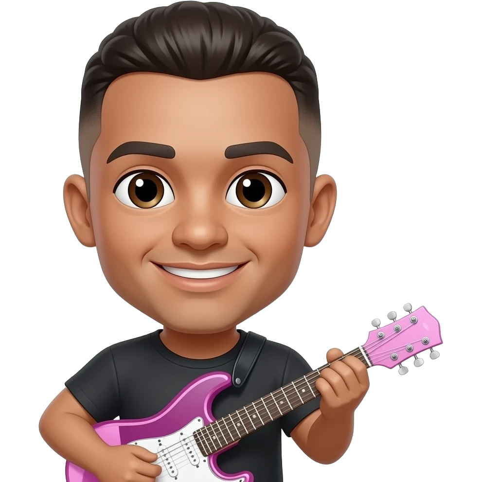 ชายดีจกีต้าร์โปร่งสีชมพู ผมทรูบล็อก&อันเดอร์คัท แทรกกลาง emoji