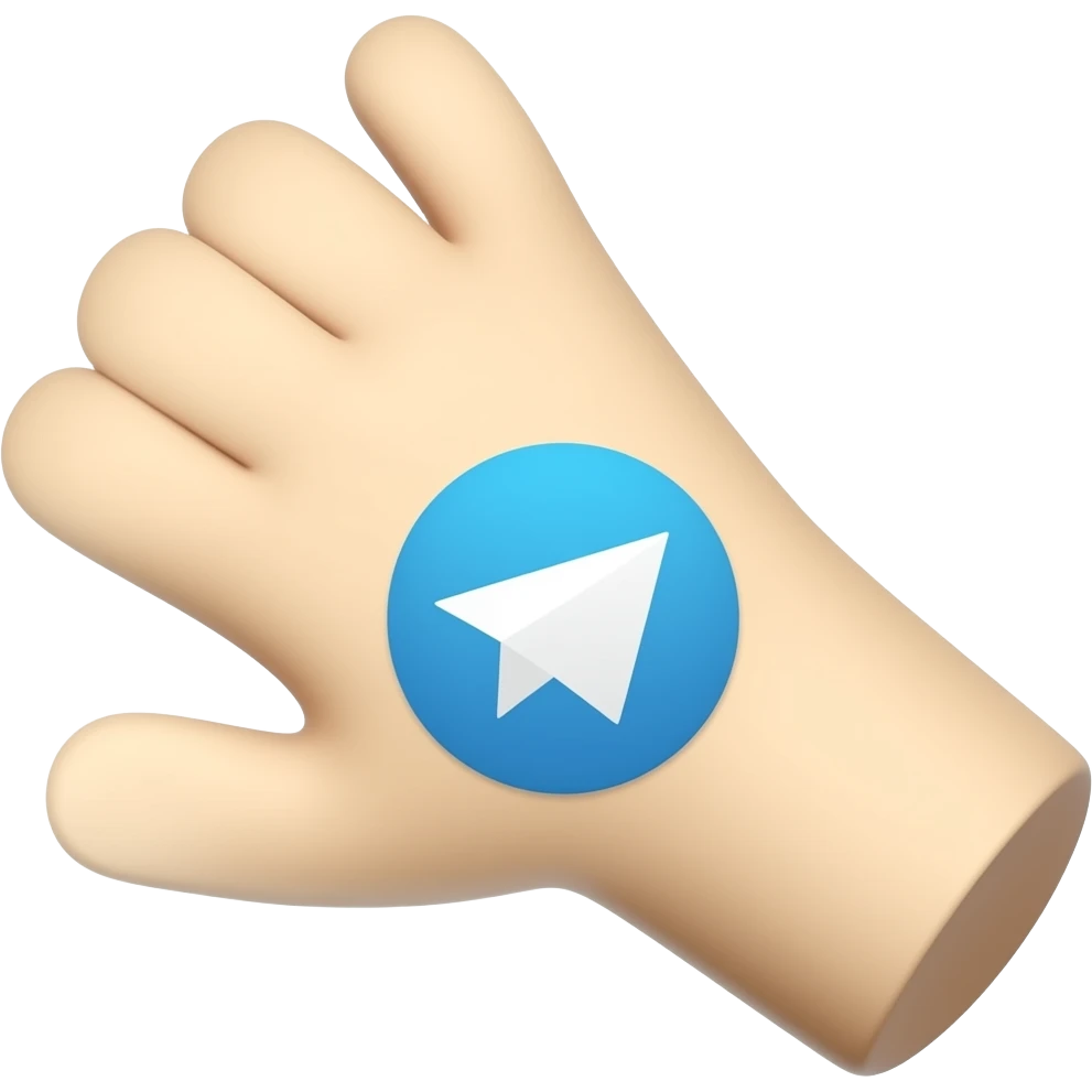 Сгенерируй вытянутую руку с иконкой по середине телеграм emoji