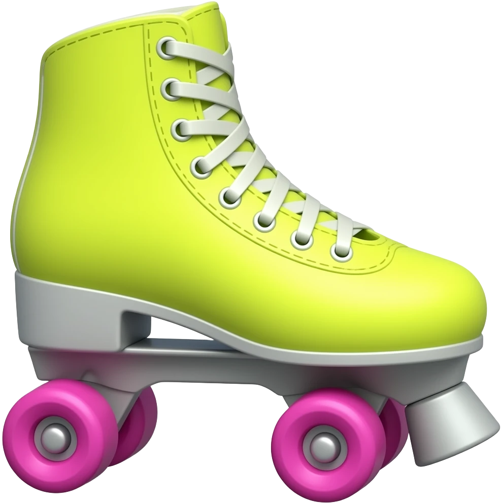neon yellow roller blades with pink wheels emoji