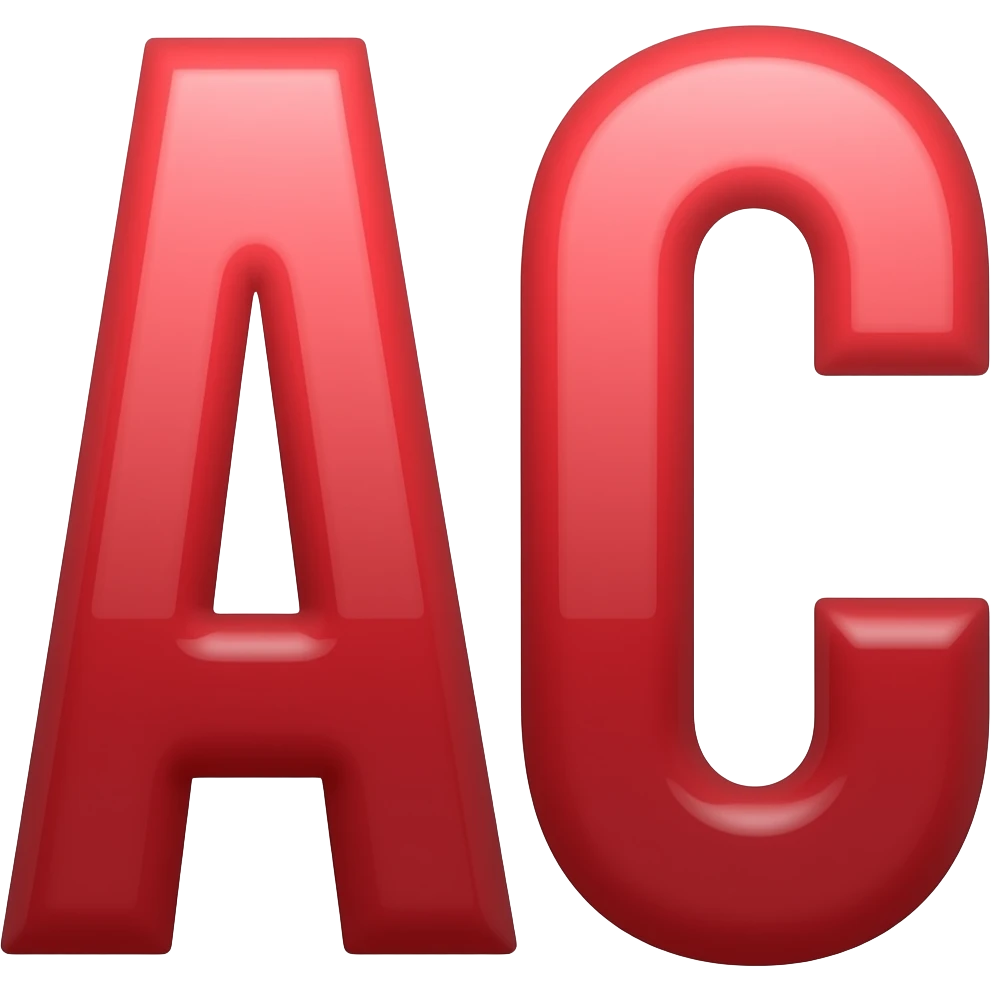 💯 this emoji, but instead of 100 it should have the letters AC in the same red color and font style. emoji