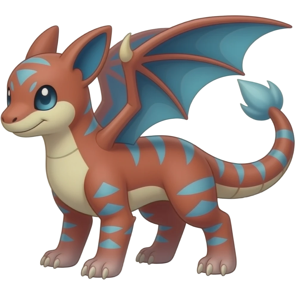 scaly tribal-patterned digitigrade quadrupedal Red and blue Vaporeon-Salandit-Toothless-hybrid emoji