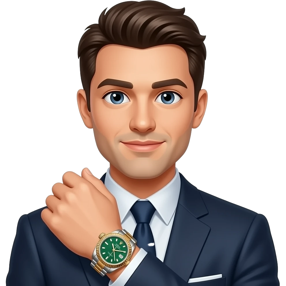 michto avec rolex avec cadran vert et blacelet mi argent mi or emoji