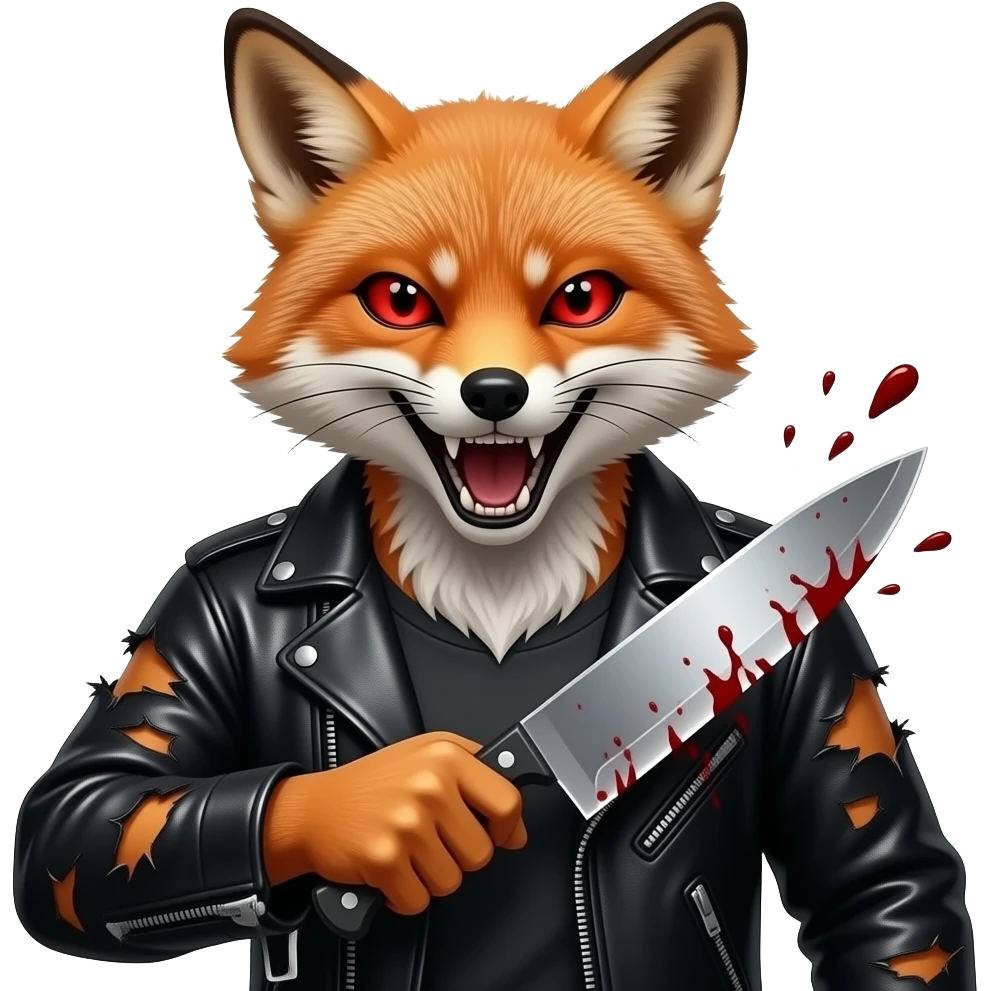 Scary anthro Fox stabbing with knife emoji