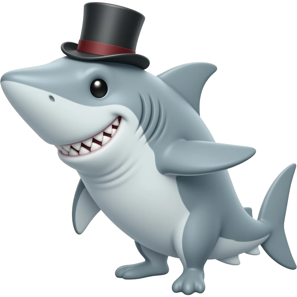 Shark with a top hat emoji