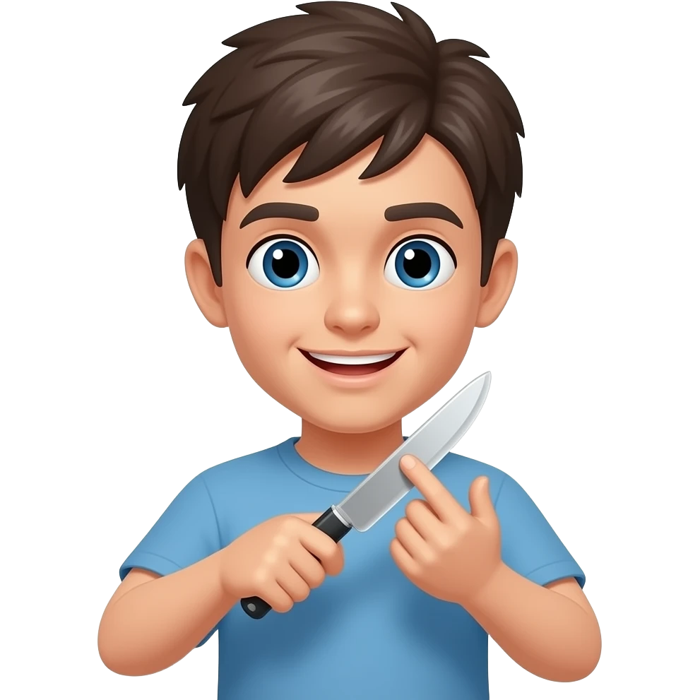 Una persona cortándose un dedo emoji