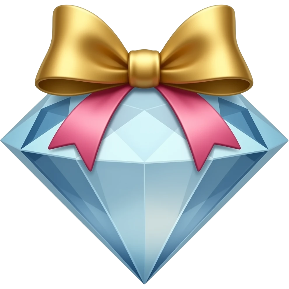 Бриллиант с бантиком золото бант розовый emoji