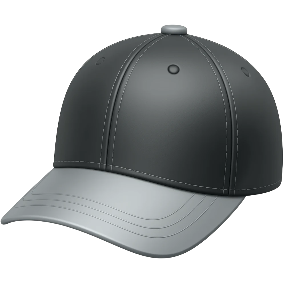 black and grey baseball cap slightly sideways view emoji
