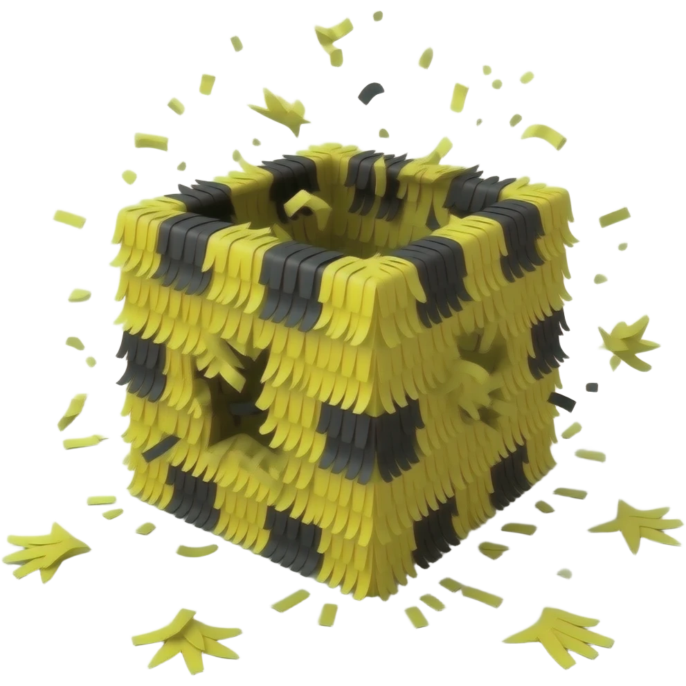 yellow and black box piñata expldong emoji