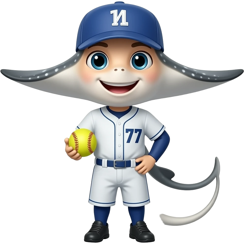 A stingray wearing #77 with a softball emoji