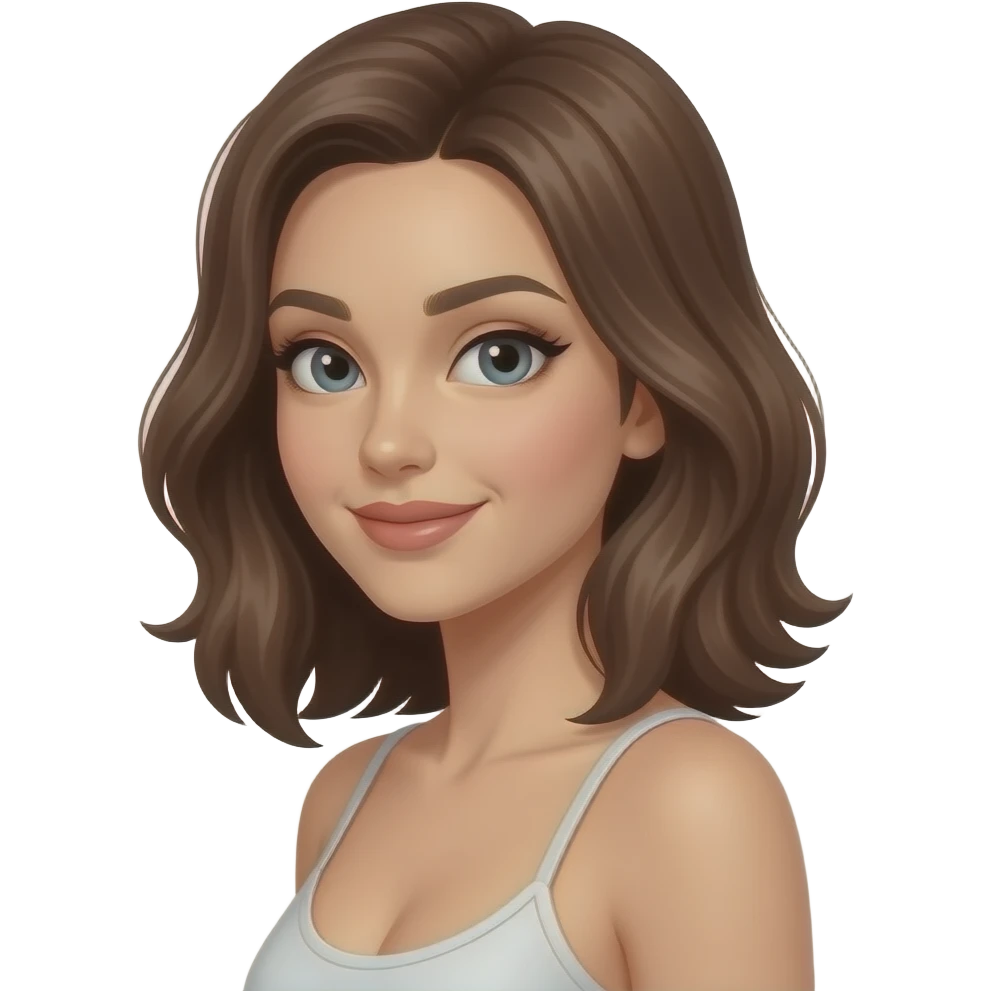 Mulher olhando de lado bem sexy com cabelo na altura do peito emoji